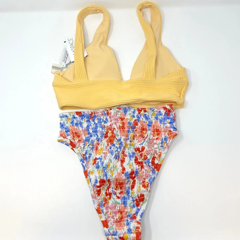 L*SPACE Fisher Barlette Bikini Set In Golden Hour Flowers Forever Small New